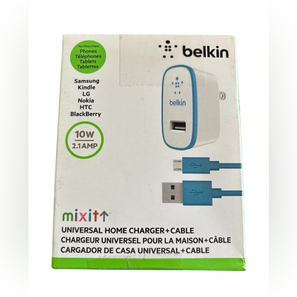 Belkin Universal Home Charger + Cable  10W 2.1 Amp Samsung Kindle Nokia HTC LG - Picture 1 of 2